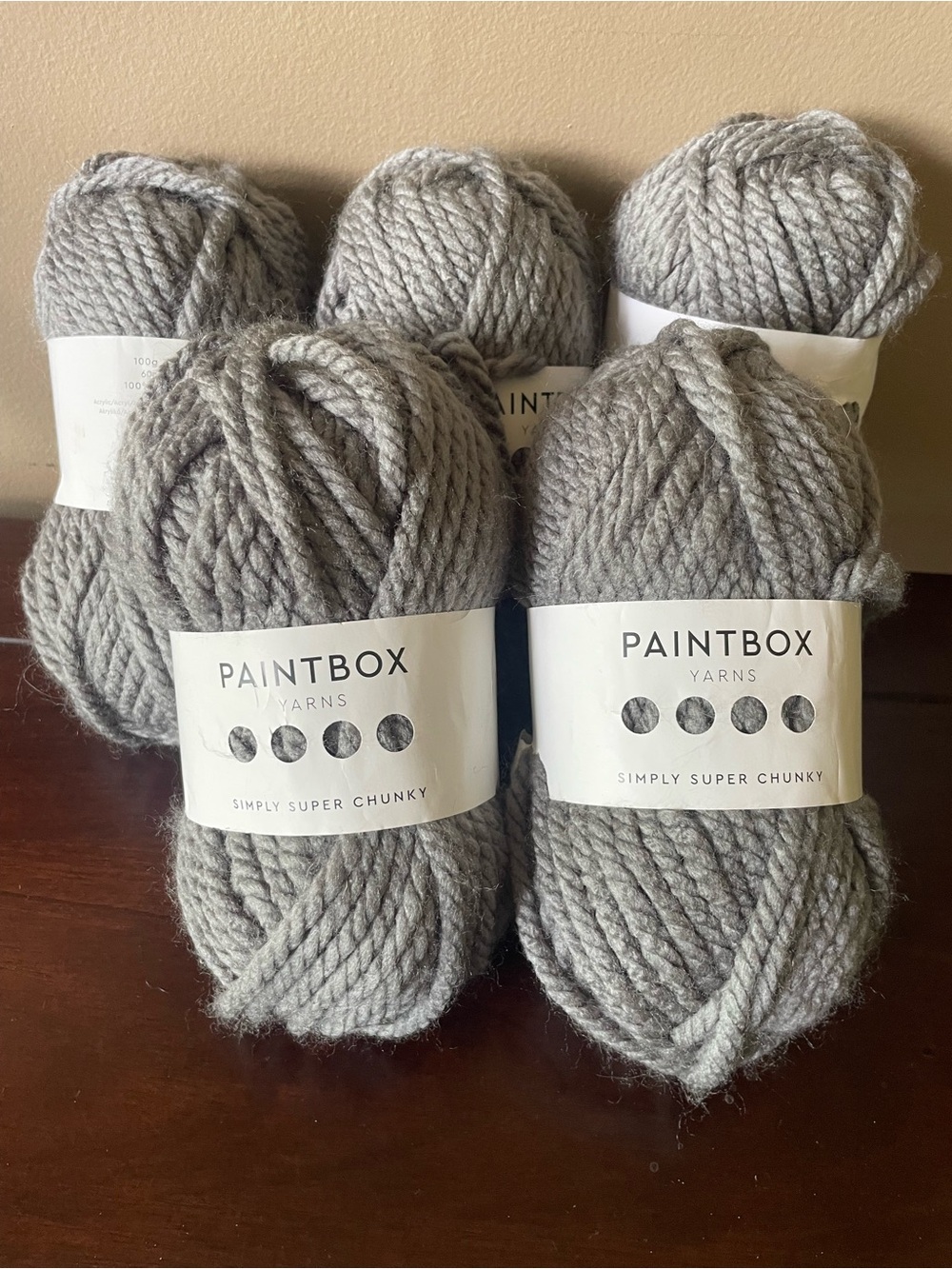 Paintbox Yarns Simply Super Chunky lot 5 Skeins Slate Gray 1105 new